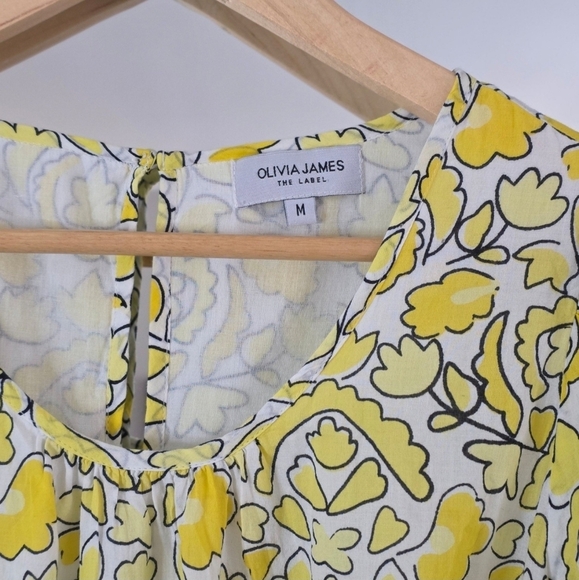 Olivia James The Label Scoop Neck Puff Sleeve Belted Midi Dress, Size Medium - Picture 9 of 10